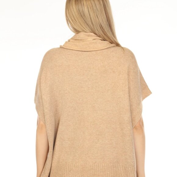Taupe mock neck pockets cape Sweater - Picture 6 of 6